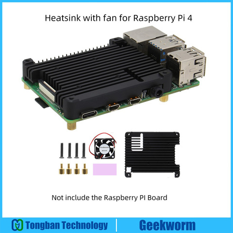 Raspberry Pi 4 / 4B Heat Sink (Compatible with POE Interface and Cooling Fan) Black Embedded Aluminum Alloy Heatsink P165-B ► Photo 1/6