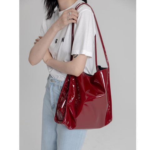 Fashion Patent Leather Women Shoulder Bags Vintage Female Casual Tote Handbags Large Capacity Ladies Shopping Bag ► Photo 1/6