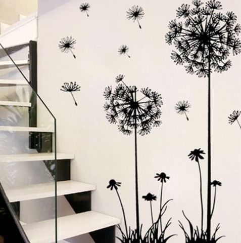 2022 New Hot Fashion Black Dandelion Sitting Room Bedroom Wall Stickers Household Adornment Wall Stickers On The Wall ► Photo 1/6