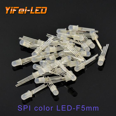 5-1000pcs DC5V YF923 F5 5mm F8 8mm Round hat addressable LEDs YF923 chipset RGB Full color Frosted LED Chips pixels ► Photo 1/6