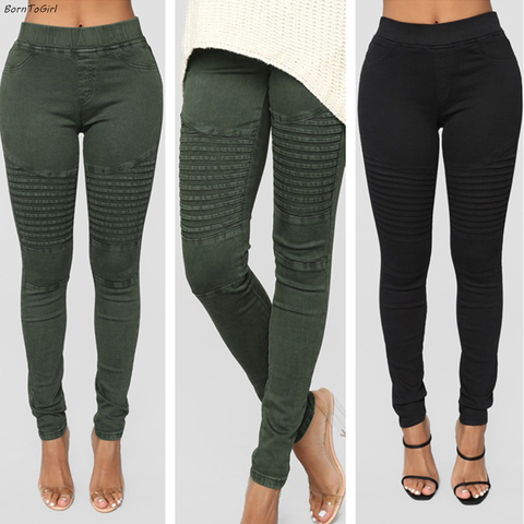 BornToGirl Elastic Sexy Skinny Pencil Pants For Women Leggings Women's Thin-Section High Waist Black Green Pants Legging Trouser ► Photo 1/6