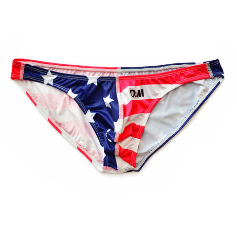 Stars Stripe Briefs Men Swim Swimwear Sexy Bathing Trunks Gay Men Underwear Low Waist Tanga Bikini Swimsuit Desmiit cuecas sunga ► Photo 1/6