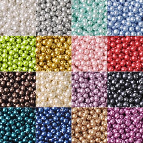 Lot Colors Round Pearl Coated Glass 4mm 6mm 8mm 10mm 12mm 14mm 16mm Loose Spacer Beads for Jewelry Making DIY Crafts ► Photo 1/6