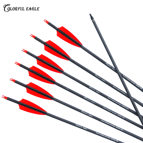 Pure Carbon Arrows 28/30/31 inch Spine 300 400 Targeting Hunting Arrows With Removable Tips for Compound Bow or Recurve Bow ► Photo 1/6