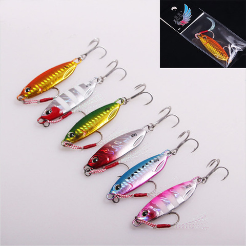 6pcs/lot 10 15G 20G 30G 40G 60G Spoon Metal Jig Treble Assist Hook Artificial Bait Lead Sea Bass Fishing Shore Drag Jigging lure ► Photo 1/6