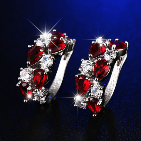 HUAMI 13 Color 1Pair Stud Earrings for Women Jewelry Fashion Korea Valentine's Day Gift Unusual Red Earrings Factory Price CZ ► Photo 1/6