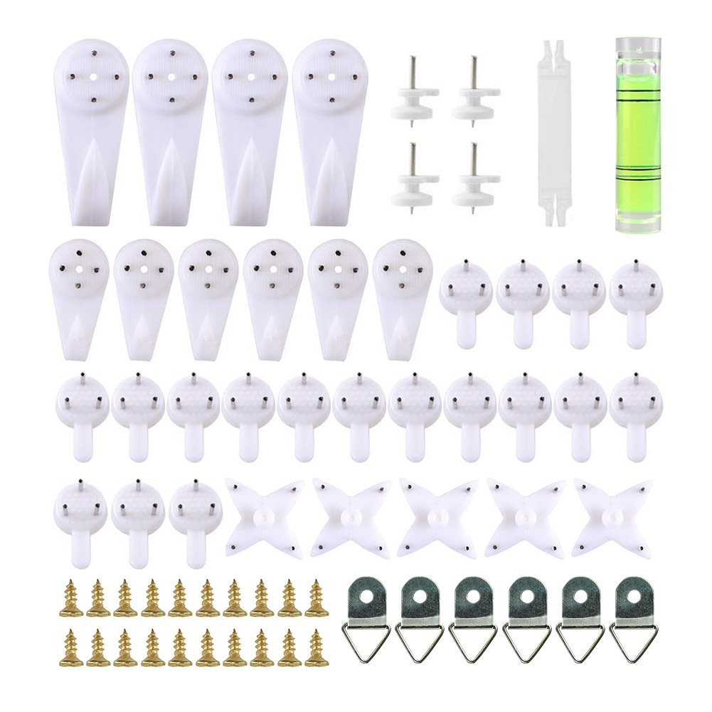 20pcs White Painting Photo Frame Hook Plastic Invisible Wall Hooks Mount  Photo Picture Nail Hook Hanger