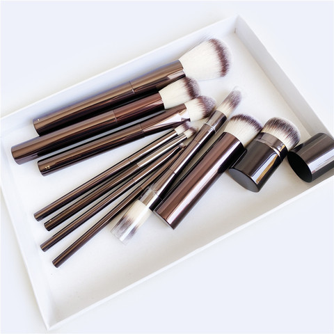 HG Makeup Brushes Set - 10-pcs Powder Blush Eyeshadow Crease Concealer eyeLiner Smudger Metal Handle Brushes ► Photo 1/6