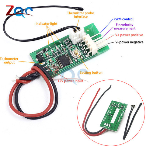 DC 12V PWM Temperature Detector Probe Controller 4-Wire Temperature Fan Speed Controller Governor for PC Fan STK IC ► Photo 1/6