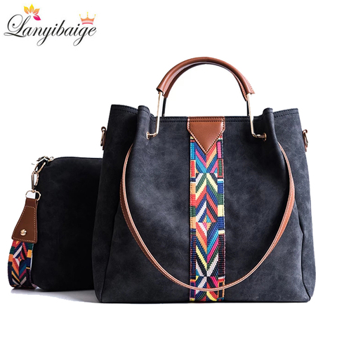 Rainbow Shoulder Strap Women Handbag High Capacity Tote Bag 2-Piece Set Handbag Women Famous Brand Shoulder Messenger Bags Sac ► Photo 1/6