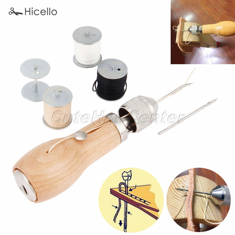 Hand Sewing Machine for Leather DIY Craft Shoemaker Repair Tool Leather  Sewing Awl Thread Kit Speedy Lock Stitcher Thread Needle
