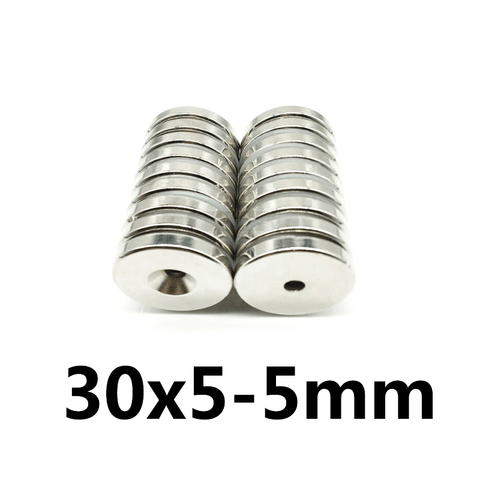 2/5/10PCS 30X5-5 Strong Magnets 30*5 Hole 5mm Countersunk Neodymium Magnet 30x5-5mm Permanent NdFeB Magnetic 30*5-5 Disc magnet ► Photo 1/4