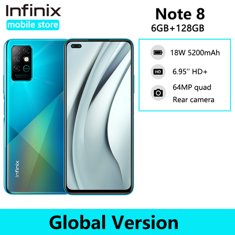 Infinix Note 8 6GB 128GB Global Version Mobile Phone 6.95'' HD+ Display 5200mAh Battery Helico G80 Octa Core 18W Fast Charge ► Photo 1/6