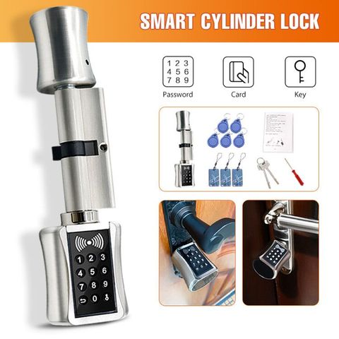 Smart Cylinder Lock  European Style Electronic Door Lock  Digital Keypad Code RFID Card Keyless Electric Lock safe For Home ► Photo 1/6
