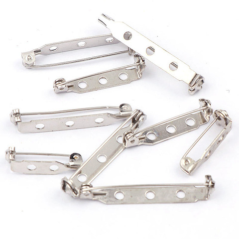 20pcs Brooch Base Silver Color Plated Iron DIY Safe Lock Brooch Pins DIY Jewelry Brooch Base Back Bar Badge Holder 20/25/32/38mm ► Photo 1/6