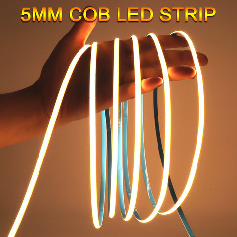 Super thin narrow COB Strip LED Light Bar 12V 24V RA90 5mm width FCOB String Warm Natural Cold White for Decoration Lighting ► Photo 1/6