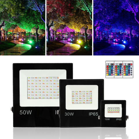 Led Spotlight Outdoor Waterproof RGB Flood Light 10W 30W 50W AC 220V Reflector Projector Lamp With 16 Colors Remote Controller ► Photo 1/6