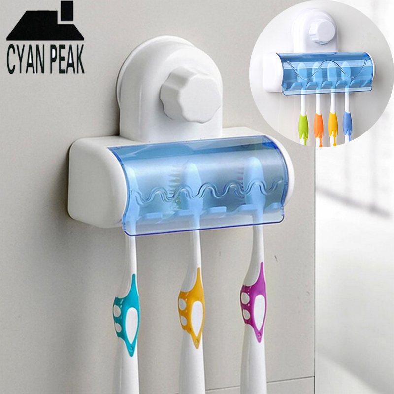 KM_ 3Pcs Bathroom Toothbrush Holder Rack Dustproof Cap Cover Wall Suction Cup 