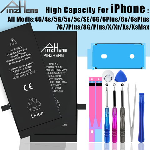 Mobile Phone Battery For iPhone 6S 6 7 8 Plus X High Capacity Replacement Bateria For iPhone 5 5S 5C SE 4 4S XR XS Max Batterie ► Photo 1/6