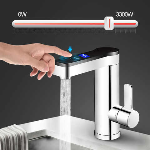 3300W Instant Heating Electric Faucet Adjustable Temperature Water Heater Touch Switch Kitchen Hot Water Tap LCD Display 220V ► Photo 1/6