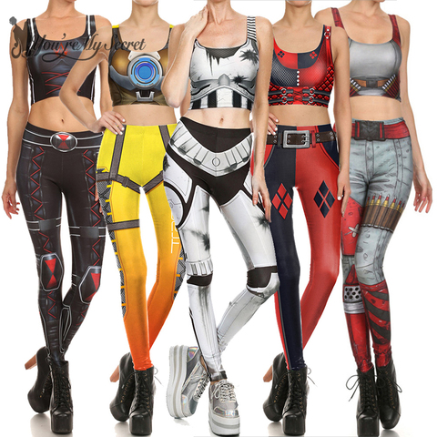 [You're My Secret] 2022 Star Wars Cosplay Costume For Women Wonder Captain America Deadpool Woman Croped Tops Leggings Sets ► Photo 1/6