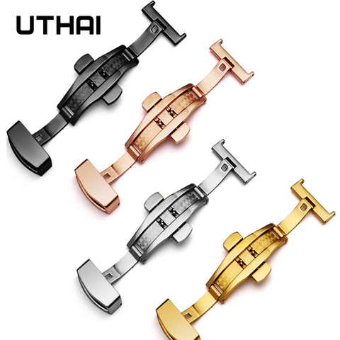 UTHAI Watch Fold Buckle P89 Stainless steel butterfly double push buckle 10-22mm Button Deployment Clasp Buckles Watch Accessori ► Photo 1/5