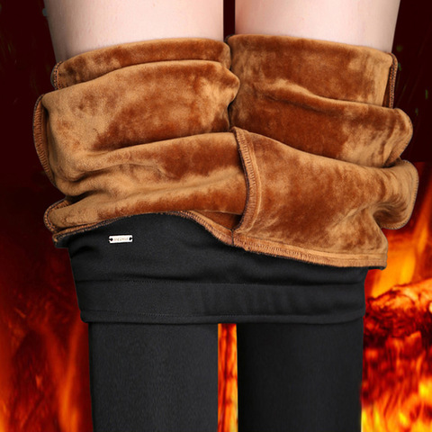 SVOKOR Lady Casual Winter Leggings Velvet Warm Leggings High Waist Pants Women Snow Hot Leggings Plus Size S~4XL ► Photo 1/6