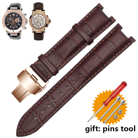 genuine leather watchband for GC wristband 22*13mm 20*11mm Notched strap withstainless steel  butterfly buckle ► Photo 1/6