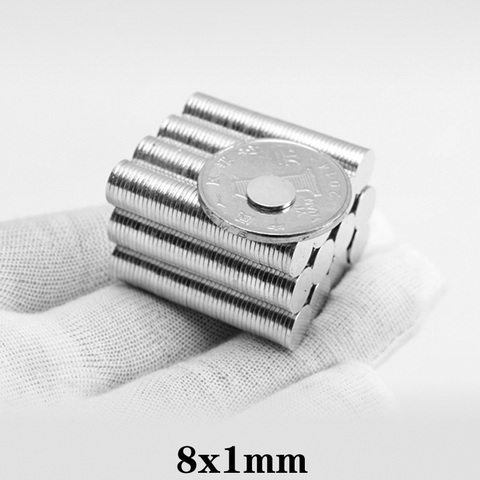 50~1000PCS 8x1 mm Powerful Strong Magnetic Magnet 8mmx1mm Permanent Neodymium Magnet disc 8x1mm Fridge Small Round Magnet 8*1 mm ► Photo 1/6