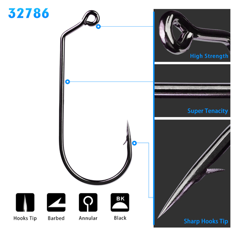 10pcs/lot 1/0#-5/0# High Carbon Steel Worm Hook Offset Crank Hook Fishing Hook Jig Hook For Soft Bait Carp Fishhook Anzol Peche ► Photo 1/6