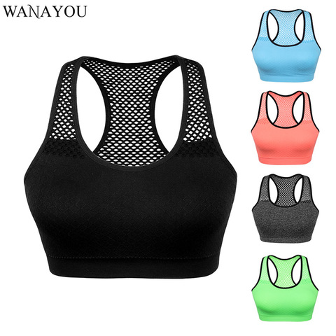 WANAYOU Breathable Yoga Gym Top,Quick Dry Women Sports Bra Top,Seamless Running Workout Crop Top,Hollow Out Yoga Shirt Tank Top ► Photo 1/6