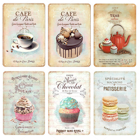 Vintage Coffee Dessert Metal Signs Modern Minimalist Home Kitchen Wall Art Tin Plaques Resturant Cafe Decoration 20X30Cm ► Photo 1/6