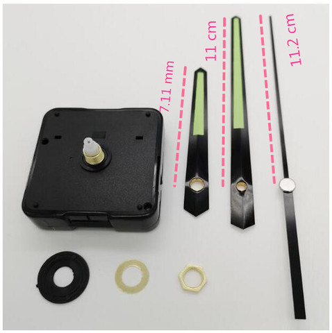 3 years Luminous Fluorescent green Hand Quartz Clock Movement Mechanism Quartz Wall Clock Replace Repair Parts Kit 18mm shaft ► Photo 1/6