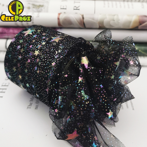 25Yards 6cm Star Tulle Roll Soft Iridescent Mesh Ribbon DIY Handmade Craft Tutu Bowknot Wedding Birthday Deco Fabric Supplies ► Photo 1/6