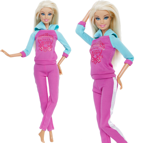 1 Set Casual Daily Outfit Rose Red Blue Sports Wear Yoga Gym Suit Dollhouse Clothes Accessories for Barbie Doll Kids Toys ► Photo 1/6