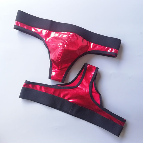 Patent Leather Faux Leather Sexy Mens Thongs Nightclub Sexy Mens Underwear Valentine's Day Gift ► Photo 1/5