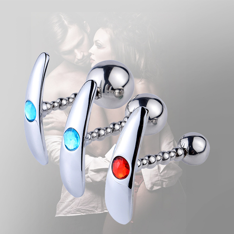 Anal Plug Bead 2 in 1 Metal Anal Beads Adult Dildo Masturbation Anal Toys Crystal Jewelry Butt Plug Sex Toys For  Gay Men Women ► Photo 1/6