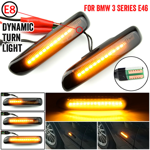 For BMW 3 Series E46 Sedan Coupe Wagon Convertible 1997-2001 Led Dynamic Turn Signal Light Side Fender Marker Sequential Lamp ► Photo 1/6