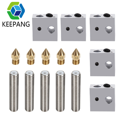 Kee Pang MK7 MK8 Extruder Hotend DIY Kit Print Head 5pcs Heat Break+ 5 Block+5pcs 0.4mm Nozzles For 3D Printer Parts ► Photo 1/6