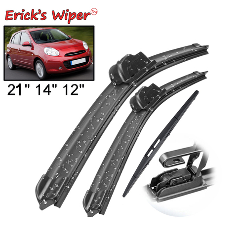Erick's Wiper Front & Rear Wiper Blades Set Kit For Nissan Micra March K13 2010 - 2022 Windshield Windscreen Window 21