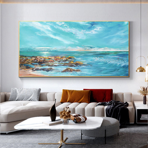 Nature Seascape Cloud Ocean Sea Sky Landscape Posters and Prints Oil Painting Printed on Canvas Wall Picture for Room Decoration ► Photo 1/6