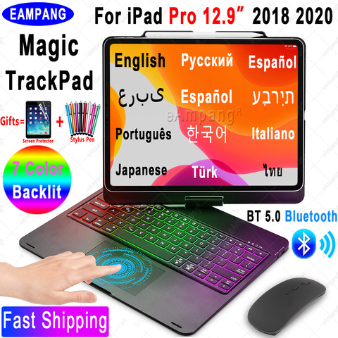 Magic Touchpad Keyboard Mouse Case for iPad Pro 12.9 2022 Russian Arabic Korean Hebrew Spanish Portuguese Keyboard ► Photo 1/6