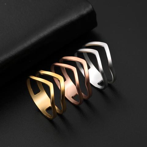 Skyrim 2022 Simple Geometrical Wave Ring Stainless Steel Gold Color Party Finger Rings Jewelry Birthday Gift for Women Girls ► Photo 1/6