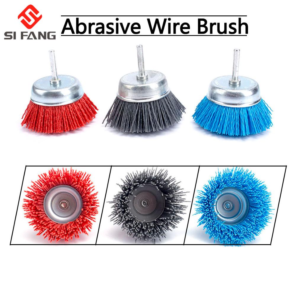 Deburring Abrasive Steel Wire Brush Head Polishing Nylon Wheel Cup Rotary Tool 
