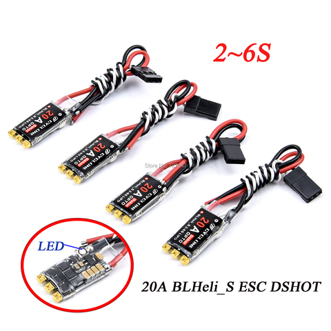 Cyclone 20A BLHeli_S ESC DSHOT 20A ESC BLHeli S Speed Controller w/LED 2-6S for FPV Raing Drone Quadcopter 210 220 250mm Frame ► Photo 1/6