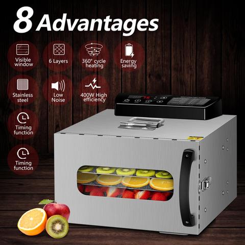 KWASYO  6 Trays  Food  Dehydrator  Fruit  Drying  Machine Dryer For Vegetables  Dried  Fruit   Meat Drying Machine Stainless Ste ► Photo 1/6