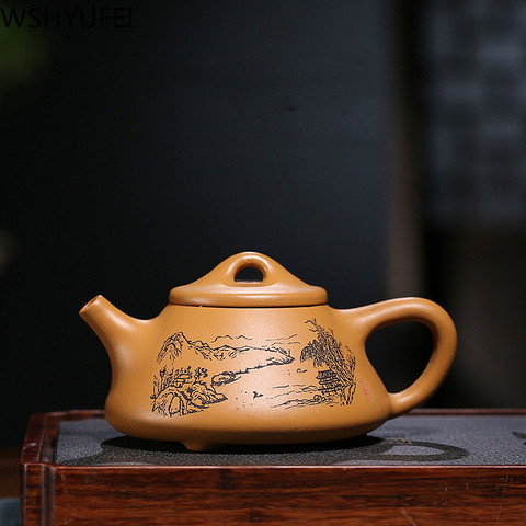 Yixing Teapot purple clay Stone Scoop tea pot Teaware beauty Handmade kettle suit Chinese Tea set Custom gifts Authentic 220ml ► Photo 1/5