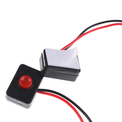 2Pcs Adhesive Base Push Button Action Wired Switch DC 12V 2AA dhesive Base Push Button for Car 3.5 x 2.5 x 15cm/ 1.4