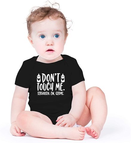 Don't Touch Me Seriously Fashion Baby Bodysuits Boys Girls Unisex Black Jumpsuit Wear Casual Short Sleeve Ropa Toddler Onesie ► Photo 1/6