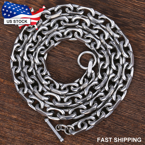 Stainless Steel Mens Necklaces Dropshipping Wholesale Fashion Jewelry Cable Chain Necklace for Men Gift Toggle Clasp 9mm LKN200 ► Photo 1/6